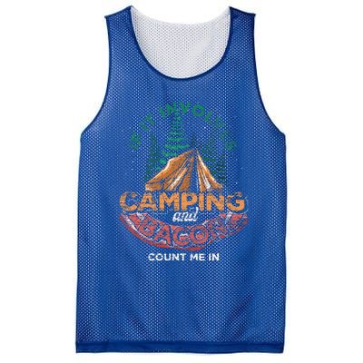 If It Involves Camping And Bacon Count Me In Funny Camping Mesh Reversible Basketball Jersey Tank