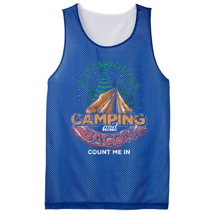 If It Involves Camping And Bacon Count Me In Funny Camping Mesh Reversible Basketball Jersey Tank