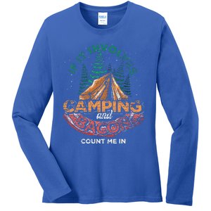 If It Involves Camping And Bacon Count Me In Funny Camping Ladies Long Sleeve Shirt