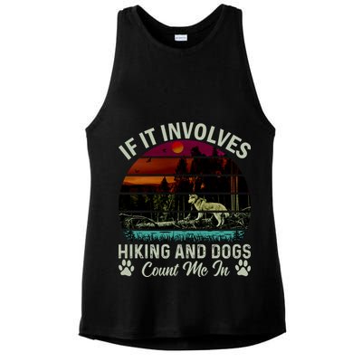 If It Involves Hiking And Dogs Count Me In Mountains Adventure Retro Vintage Ladies PosiCharge Tri-Blend Wicking Tank