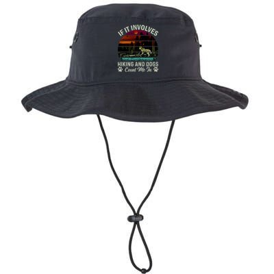 If It Involves Hiking And Dogs Count Me In Mountains Adventure Retro Vintage Bucket Hat