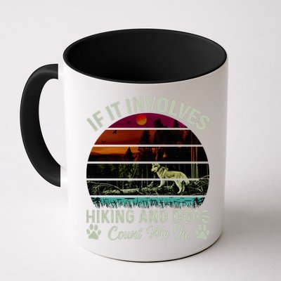 If It Involves Hiking And Dogs Count Me In Mountains Adventure Retro Vintage Mug