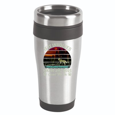 If It Involves Hiking And Dogs Count Me In Mountains Adventure Retro Vintage 16oz Travel Tumbler