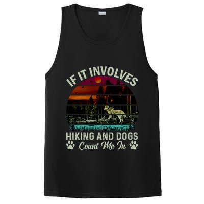 If It Involves Hiking And Dogs Count Me In Mountains Adventure Retro Vintage PosiCharge Competitor Tank