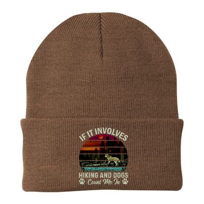 If It Involves Hiking And Dogs Count Me In Mountains Adventure Retro Vintage Beanie