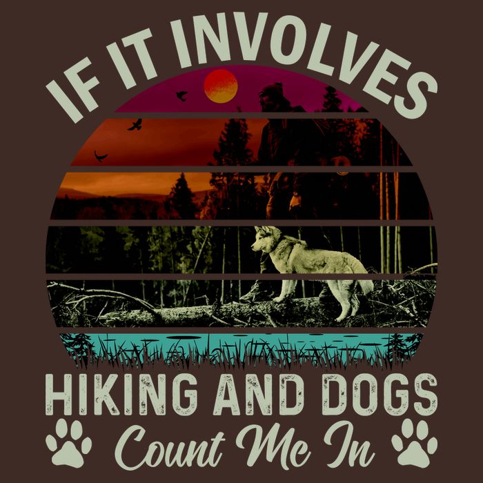 If It Involves Hiking And Dogs Count Me In Mountains Adventure Retro Vintage Beanie