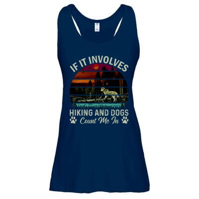 If It Involves Hiking And Dogs Count Me In Mountains Adventure Retro Vintage Ladies Essential Flowy Tank