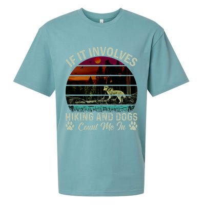 If It Involves Hiking And Dogs Count Me In Mountains Adventure Retro Vintage Sueded Cloud Jersey T-Shirt