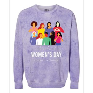 Inspire Inclusion International Women Day 2024 For Women Colorblast Crewneck Sweatshirt