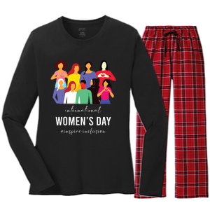 Inspire Inclusion International Women Day 2024 For Women Women's Long Sleeve Flannel Pajama Set 