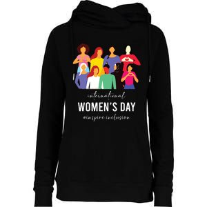 Inspire Inclusion International Women Day 2024 For Women Womens Funnel Neck Pullover Hood