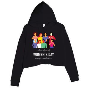 Inspire Inclusion International Women Day 2024 For Women Crop Fleece Hoodie