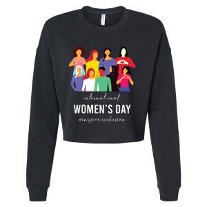 Inspire Inclusion International Women Day 2024 For Women Cropped Pullover Crew