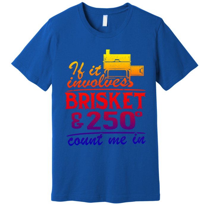 If It Involves Brisket And 250 Degrees Count Me In Meat Smoker Cute Gift Premium T-Shirt