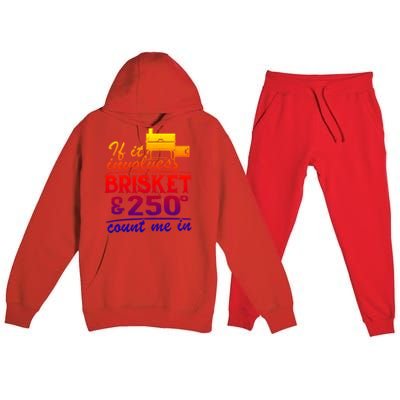 If It Involves Brisket And 250 Degrees Count Me In Meat Smoker Cute Gift Premium Hooded Sweatsuit Set