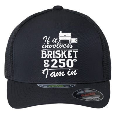 If It Involves Brisket And 250 Degrees I Am In Bbq Meat Smoker Gift Flexfit Unipanel Trucker Cap