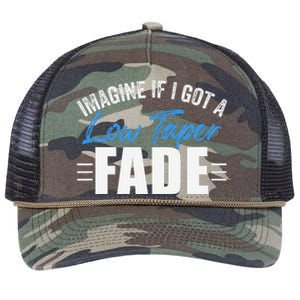 Imagine If I Got A Low Taper Fade Funny Ironic Meme Retro Rope Trucker Hat Cap