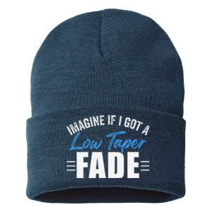 Imagine If I Got A Low Taper Fade Funny Ironic Meme Sustainable Knit Beanie