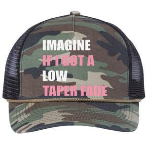 Imagine If I Got A Low Taper Fade Humor Ironic Meme Retro Rope Trucker Hat Cap