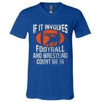 If It Involves Football And Wrestling Count Me Fan V-Neck T-Shirt