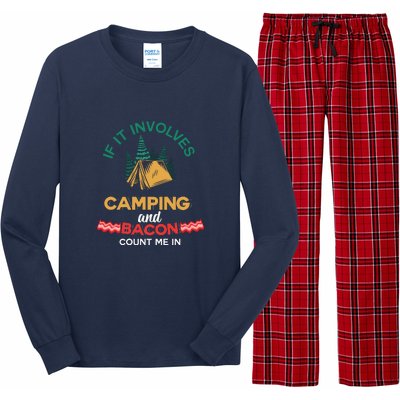 If It Involves Camping And Bacon Camping Gift Wilderness Long Sleeve Pajama Set