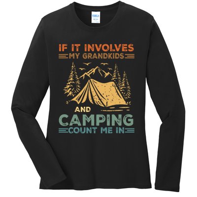 If It Involves My Grandkids And Camping Count Me In Camping Ladies Long Sleeve Shirt