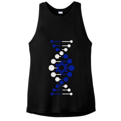 Israel, It's In My DNA Star of David Am Yisrael Chai Ladies PosiCharge Tri-Blend Wicking Tank