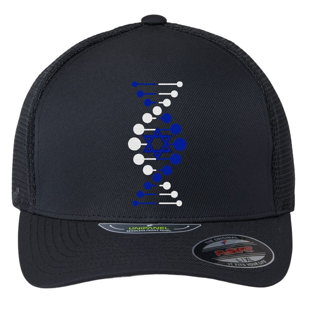 Israel, It's In My DNA Star of David Am Yisrael Chai Flexfit Unipanel Trucker Cap
