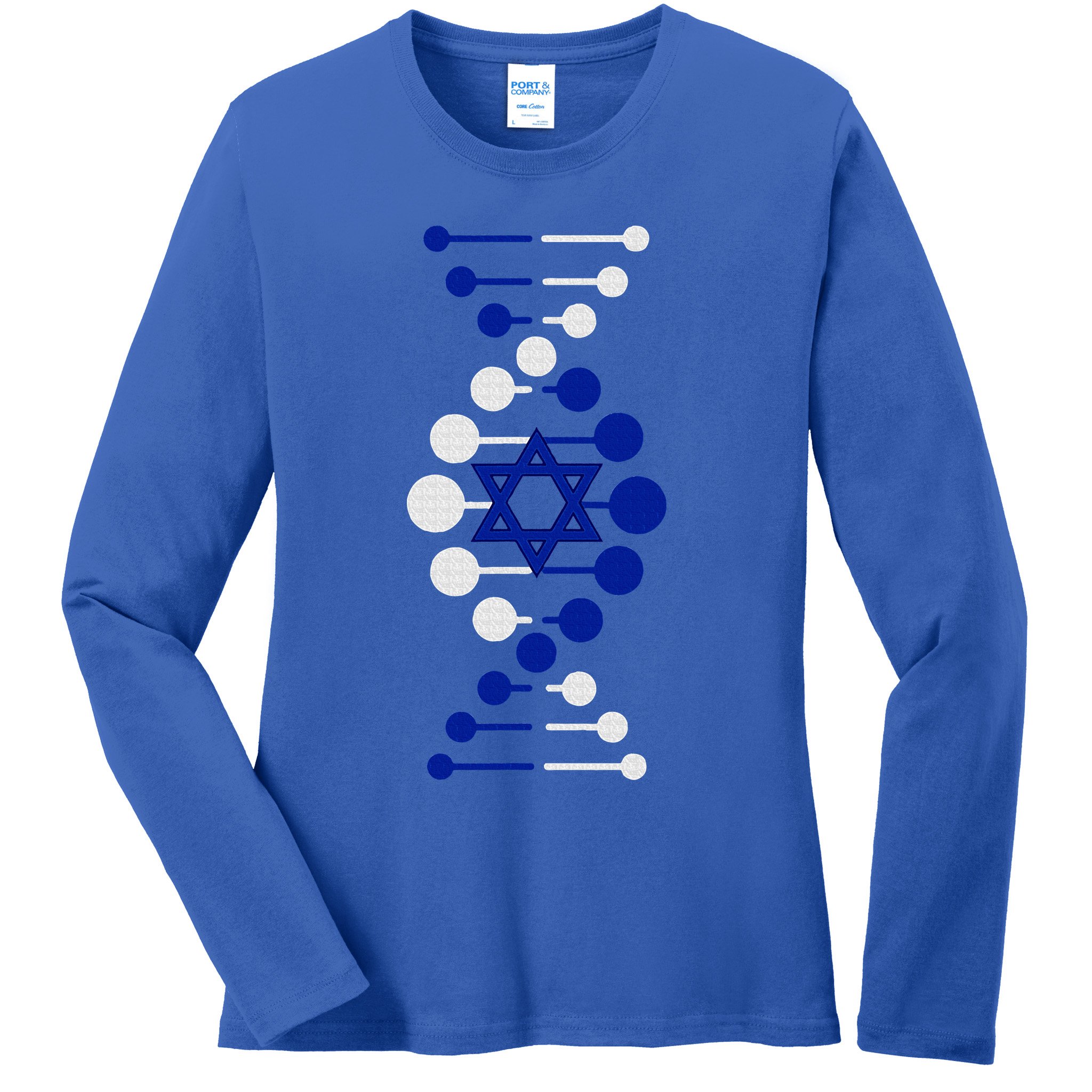 Israel, It's In My DNA Star of David Am Yisrael Chai Ladies Long Sleeve Shirt