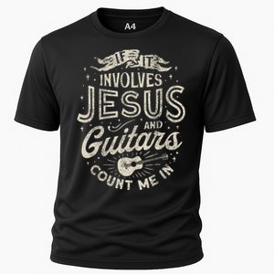 If It Involves Jesus And Guitars Guitarist Christian Music Cooling Performance Crew T-Shirt