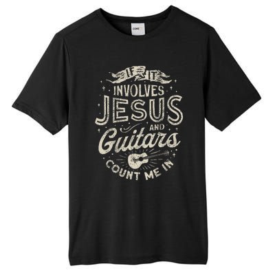 If It Involves Jesus And Guitars Guitarist Christian Music Tall Fusion ChromaSoft Performance T-Shirt