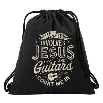 If It Involves Jesus And Guitars Guitarist Christian Music Drawstring Bag