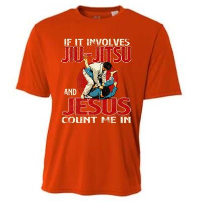 If It Involves Jiu Jitsu And Jesus Count Me In Grappler Cooling Performance Crew T-Shirt