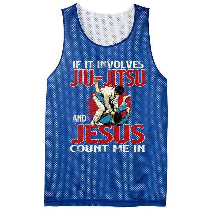 If It Involves Jiu Jitsu And Jesus Count Me In Grappler Mesh Reversible Basketball Jersey Tank