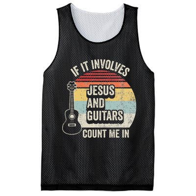 If It Involves Jesus And Guitars Count Me In Mesh Reversible Basketball Jersey Tank