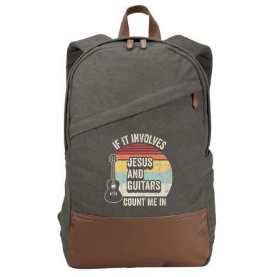 If It Involves Jesus And Guitars Count Me In Cotton Canvas Backpack