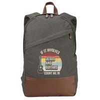 If It Involves Jesus And Guitars Count Me In Cotton Canvas Backpack