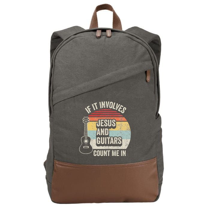 If It Involves Jesus And Guitars Count Me In Cotton Canvas Backpack