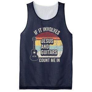 If It Involves Jesus And Guitars Count Me In Mesh Reversible Basketball Jersey Tank