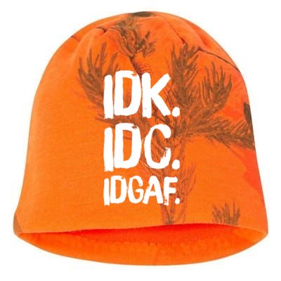 Idk Idc Idgaf Urban Slang Sarcastic I Dont Know Care And Fuck Funny Gift Kati - Camo Knit Beanie