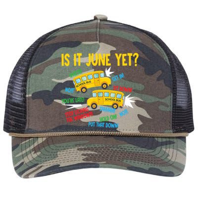 Is It June Yet Funny Loud Students School Bus Driver Retro Rope Trucker Hat Cap