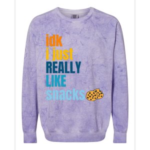 Idk I Just Really Like Snacks Funny Boy Girl Food Colorblast Crewneck Sweatshirt