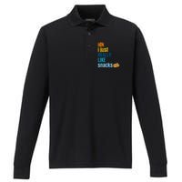 Idk I Just Really Like Snacks Funny Boy Girl Food Performance Long Sleeve Polo