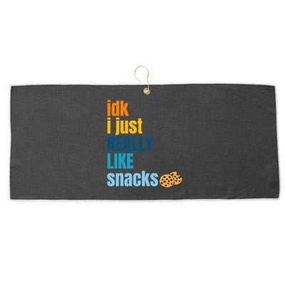 Idk I Just Really Like Snacks Funny Boy Girl Food Large Microfiber Waffle Golf Towel