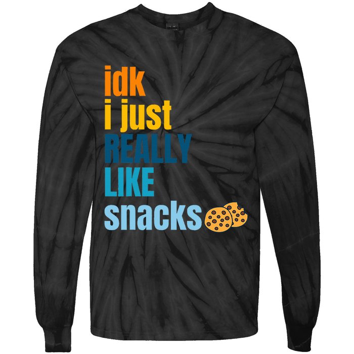 Idk I Just Really Like Snacks Funny Boy Girl Food Tie-Dye Long Sleeve Shirt