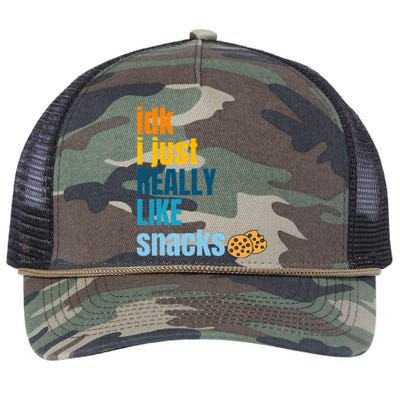 Idk I Just Really Like Snacks Funny Boy Girl Food Retro Rope Trucker Hat Cap