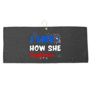 Independence I Like How She Explodes Fireworks Funny Couple Large Microfiber Waffle Golf Towel