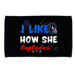 Independence I Like How She Explodes Fireworks Funny Couple Microfiber Hand Towel