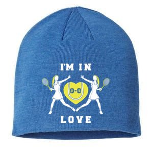 I'm In Love Funny Female Tennis Player Saying Slogan Gift Sustainable Beanie