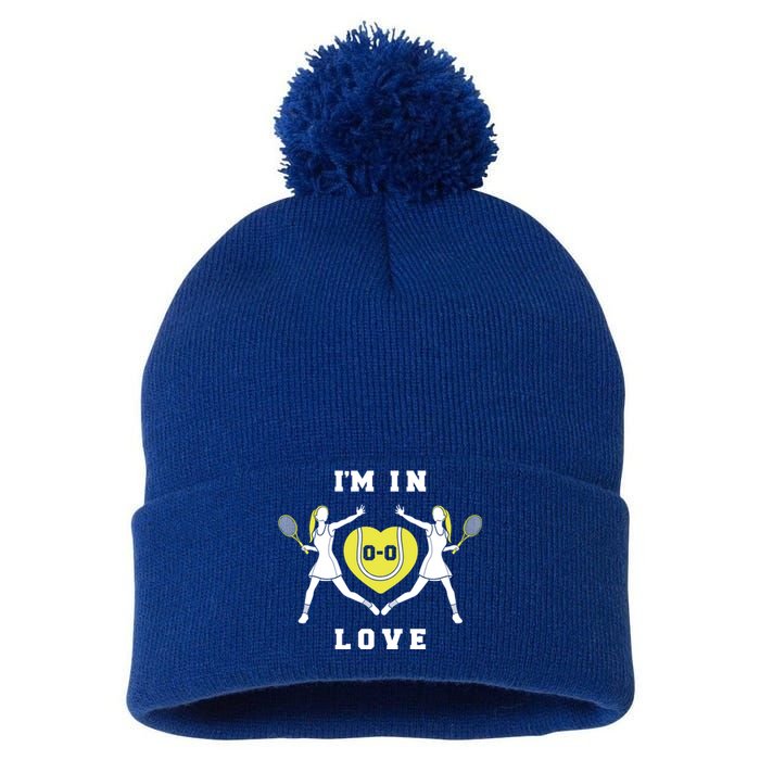 I'm In Love Funny Female Tennis Player Saying Slogan Gift Pom Pom 12in Knit Beanie